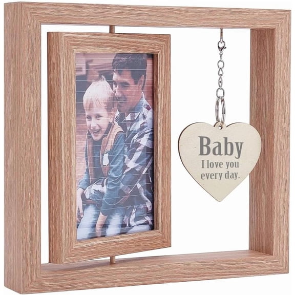 1Pcs Wood Engagement Picture Frame 4x6 Rotating Picture Frame with Heart Pendant Anniversary Wedding Engagement Gifts for Best Friends Newlywed Couples Him Her Bride to Be 8x11 Inch