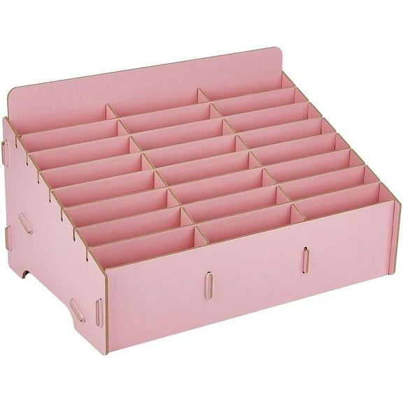 1Pcs Wooden Phone Organizer 24-Grid Pink Mobile Phone Holder Phone Holder Desktop Organizer Class Cell Phone Storage for Home Office Classroom 20X32X18cm Pink DIY