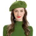 thumbnail image 1 of 1Pcs Wool French Beret Hat Solid Color Beret Cap for Women Girls, 1 of 9
