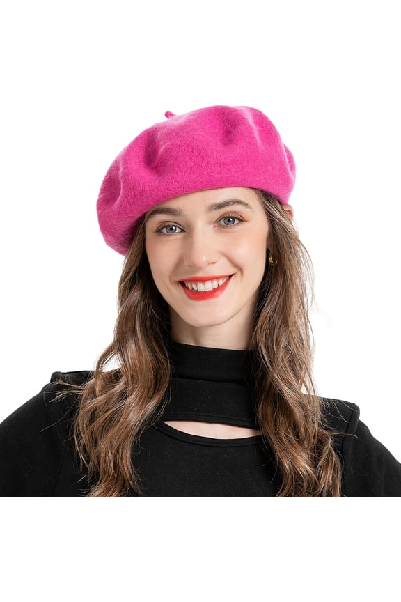 1Pcs Wool French Beret Hat Solid Color Beret Cap for Women Girls