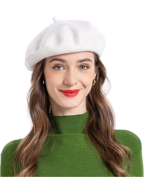 1Pcs Wool French Beret Hat Solid Color Beret Cap for Women Girls
