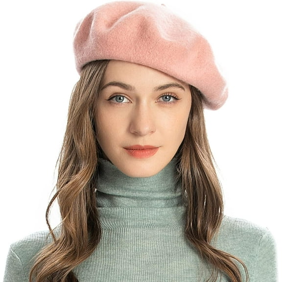 1Pcs Wool French Beret Hat Solid Color Beret Cap for Women Girls