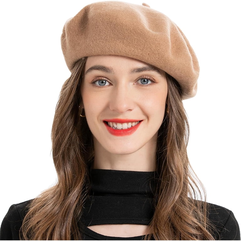 Women\'s Wool French Beret Hat Comfortable Solid Color Soft Beret Cap Beige French Beret-Classic Wool Beret Solid Color Womens Beret Cap  main image 4