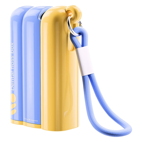 1Pcs Yellow Automatic Pop-Up Portable Floss Dispenser, 2026 New Compact Dental Floss Organizer, Refillable Storage for Travel & Home Use, 3.5X2In