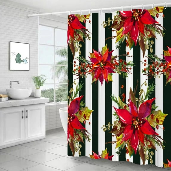 1Pcs black gold flowers waterproof shower curtain elegant and luxurious floral shower curtains bathroom decoration with hooks