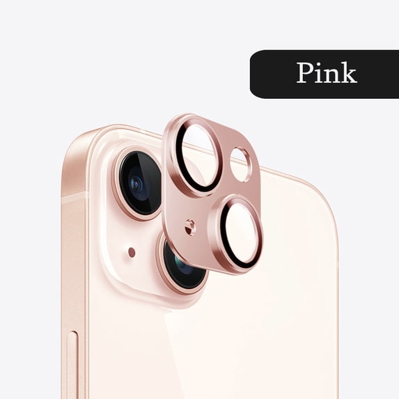 1Pcs for iPhone 14 15 Pro Max Metal + Glass Lens Protective Cover for iPhone 14 Plus 12 13 Mini 11 Pro Max Camera Protector Film (Pink,For iPhone 15 (Plus))