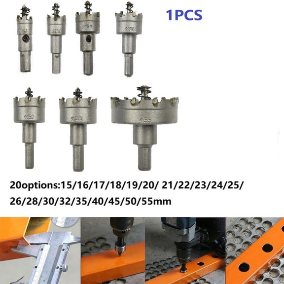 1Pcs15-55Mm Alloy Hole Saw Set Carbide Tip Tct Metal Cutter Core Drill Bit Kits For Stainless Steel Metal Drilling Crown 50Mm Fangkenuo
