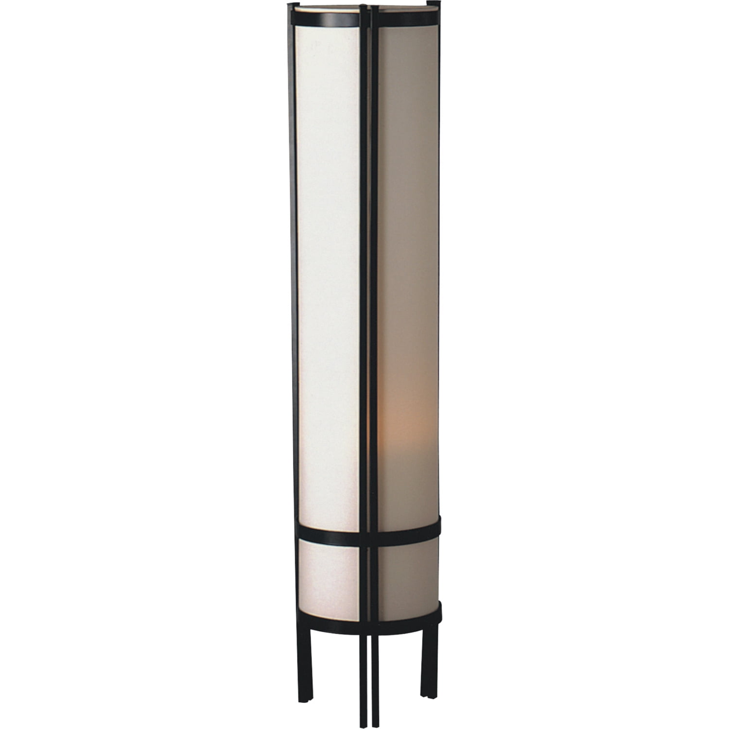 1PerfectChoice Traditional Oriental Japanese Lighting Round Fabric Shade Floor Lamp Black Metal