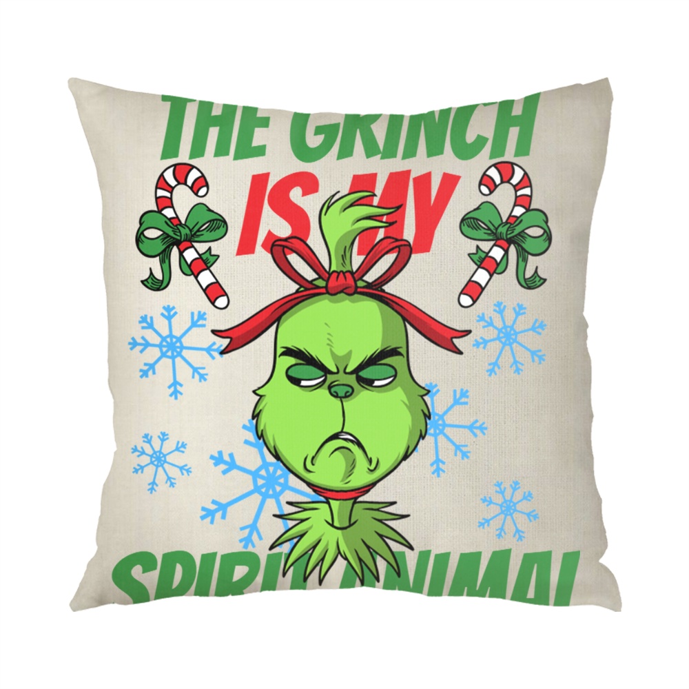 1Piece Christmas Grinch Pillow Covers 18x18 inch for Christmas Decorations Grinch Christmas