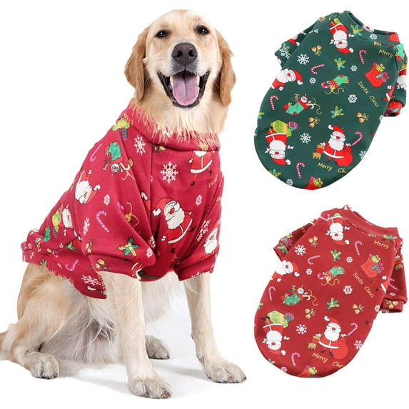 1Piece Dog Christmas Clothes-Sweater - Costumes Winter Warm Xmas Puppy Holiday for Dog Cold Weather Outfit Apparel for Medium Large Dogs
