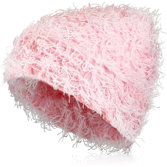 1Piece Knitted Beanie Fuzzy Winter Hats Thick Warm Beanies Snow Knit Cap Skull for Women Men