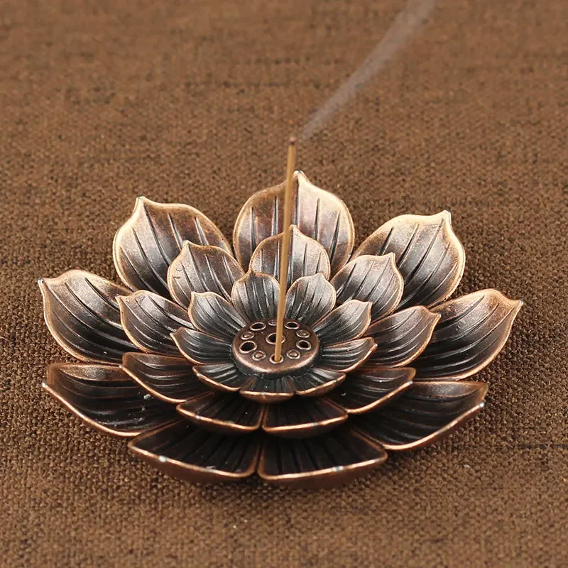1Piece Multi Holes Lotus 2.5mm Incense Stick Holder Home Decor Red Bronze Censer (Without Incense)