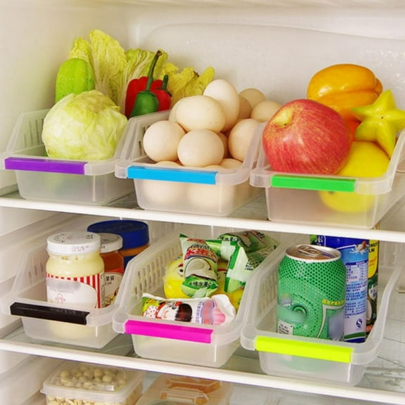 1Piece Plastic Refrigerator Drawer Organizer Freezer Storage Bins Kitchen Collecting Tray Container Random Color
