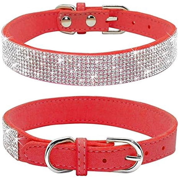 1Piece Rhinestone Dog Collar, Cute Dazzling Sparkling Soft Suede Leather Dog Cat Rhinestone Collar Crystal Diamond Pet Dog Puppy Collar