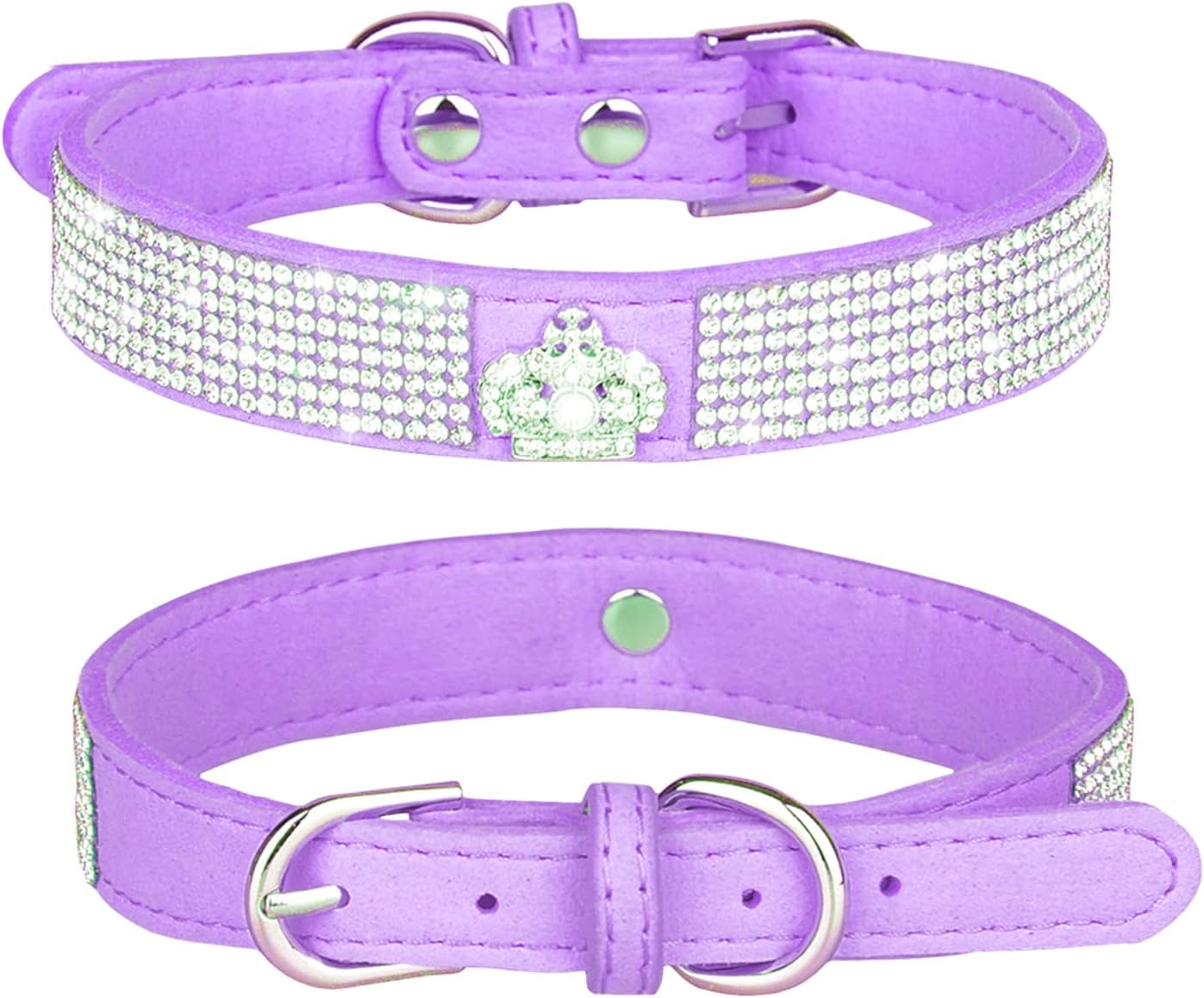 1Piece Rhinestone Dog Collar, Cute Dazzling Sparkling Soft Suede