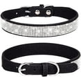 thumbnail image 2 of Full Bling Rhinestone Suede Dog Collar – Diamante Necklace For Medium To Large Dogs, Adjustable 2 of 6