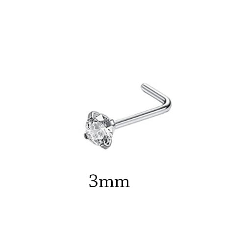 1Piece Surgical Steel Crystal CZ Nose Ring L Shape Nose Studs Square