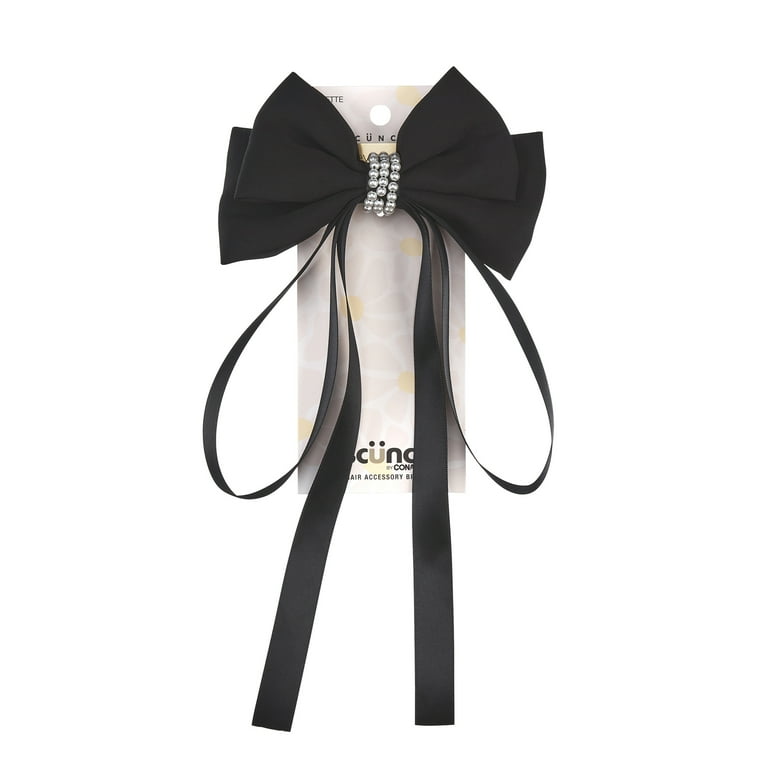 Scunci x Kelsey Anderson Faux Pearl Bow Barrette, Black, 1  display picture 1