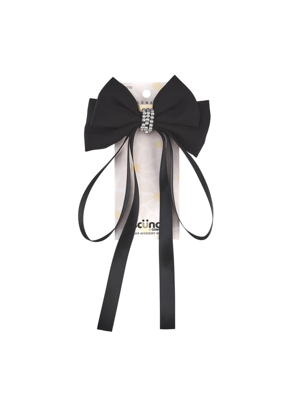 x Kelsey Anderson Faux Pearl Bow Barrette, Black, 1 count