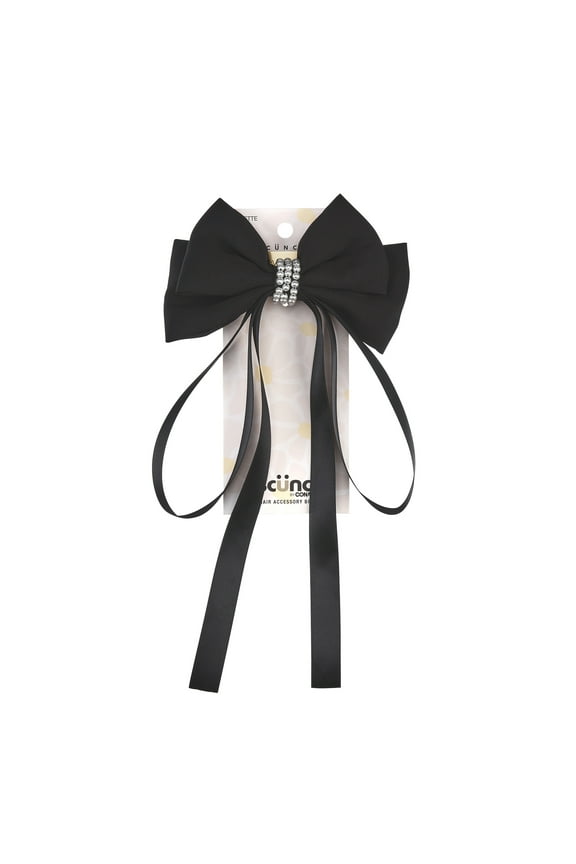 x Kelsey Anderson Faux Pearl Bow Barrette, Black, 1 count