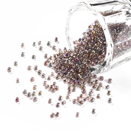 1Pound 11/0 Grade A Round Glass Seed Beads Transparent Inside Colours AB Color Plated Seashell Color 2.3x1.5mm Hole: 1mm about 48500pcs/pound
