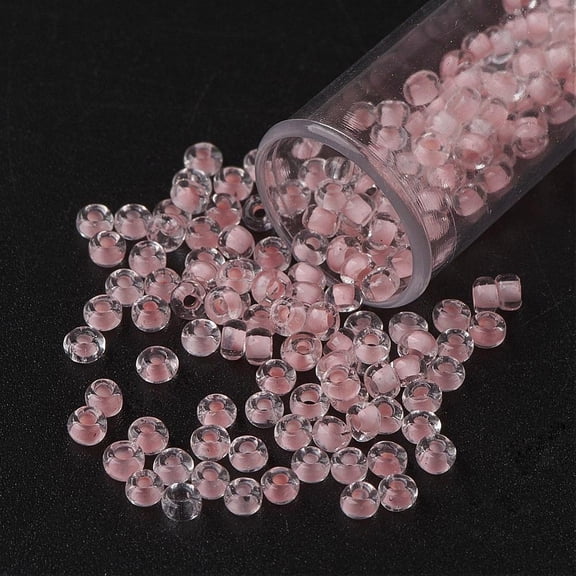1Pound 11/0 Grade A Round Glass Seed Beads Transparent Inside Colours Misty Rose 2.3x1.5mm Hole: 1mm 48500pcs/pound