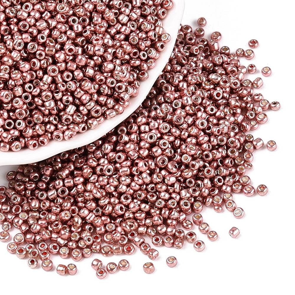 1Pound 12/0 Glass Seed Beads Metallic Colours Style Round Indian Red 12/0 2mm Hole: 1mm about 30000pcs/pound