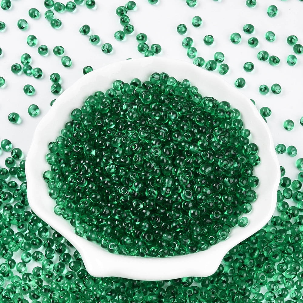 1Pound 3/0 Baking Paint Glass Fringe Seed Beads Teardrop Dark Green 5x4~4.5x3.5~4mm Hole: 1mm about 4500pcs/pound
