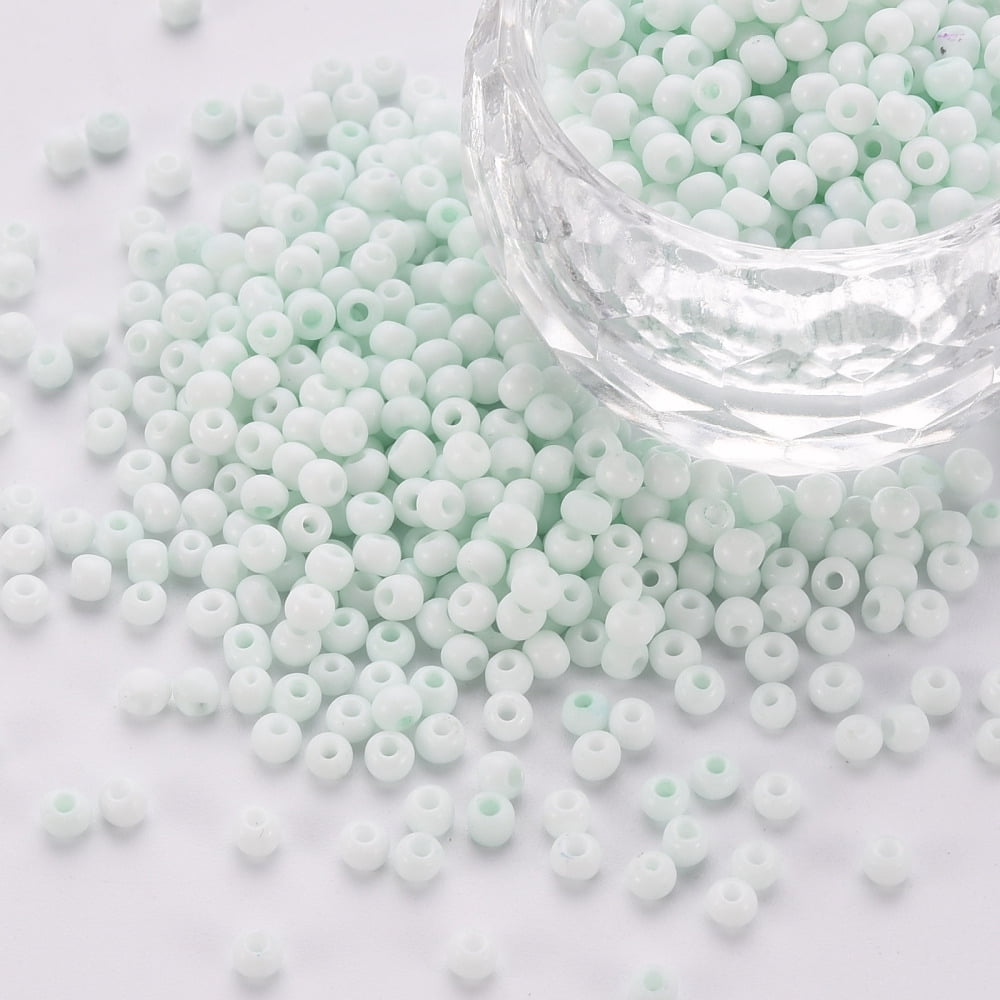 1Pound 8/0 Opaque Glass Seed Beads Round Hole Frosted Colours Round Azure 3~4x2~3mm Hole: 0.8mm 15000pcs/Pound