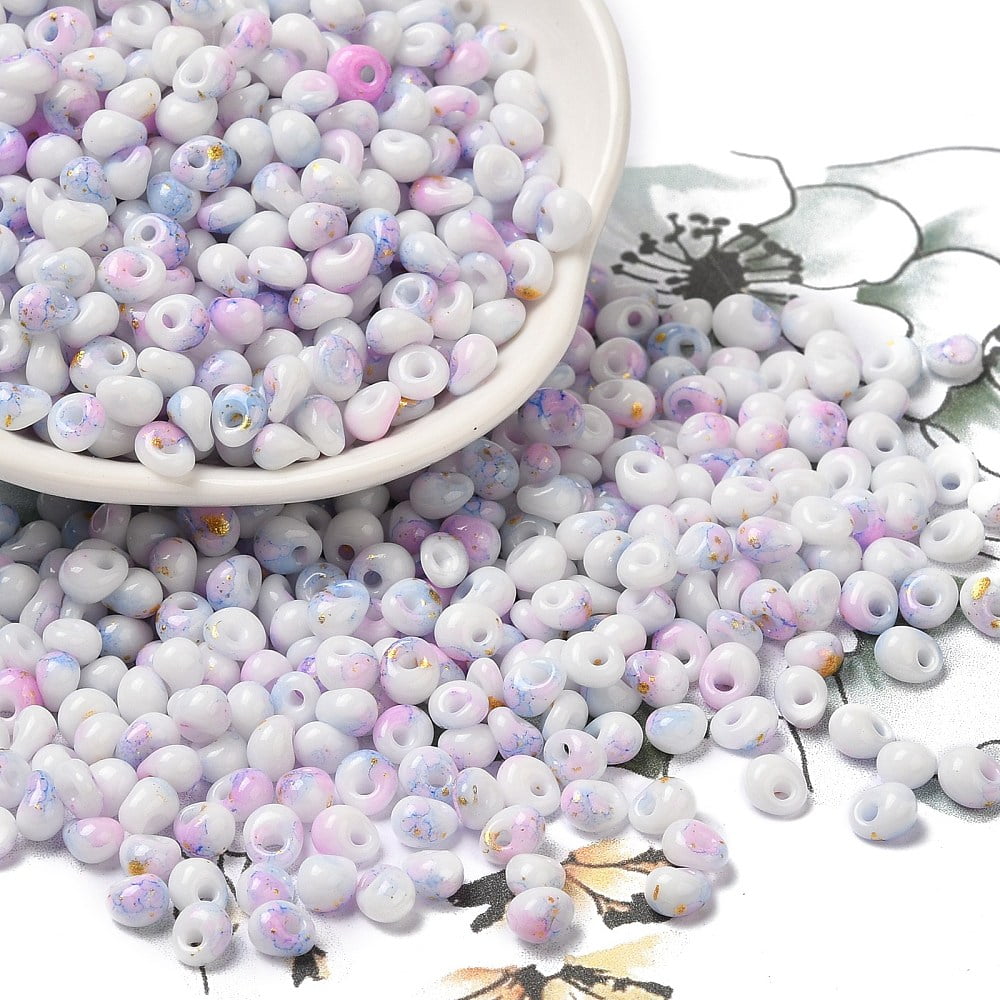 1Pound Baking Paint Glass Seed Beads Round Hole Teardrop Violet 5~5.5x4~5x3~3.5mm Hole: 1.2mm 2500pcs/pound