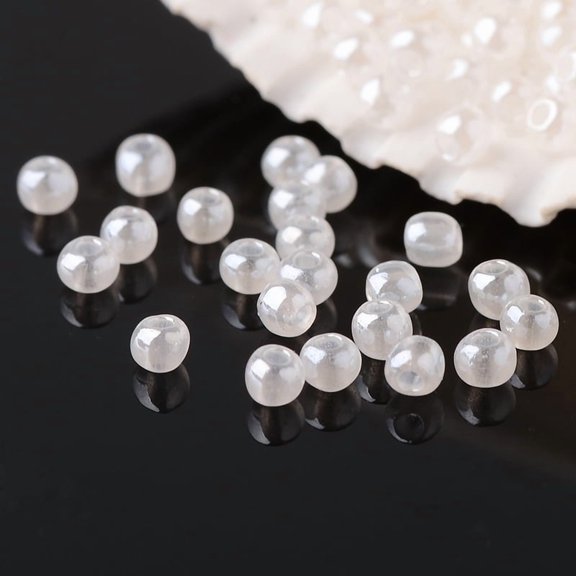 1Pound FGB 12/0 Grade A Round Glass Seed Beads Ceylon Linen 2x1.5mm Hole: 0.5mm about 45000pcs/pound