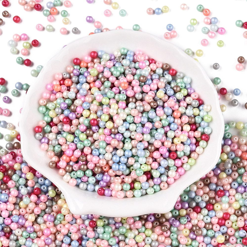 1Pound Glass Seed Beads Opaque Colours Round Mixed Color 3.5~4x3~3.5mm Hole: 0.8~0.9mm 4500pcs/pound