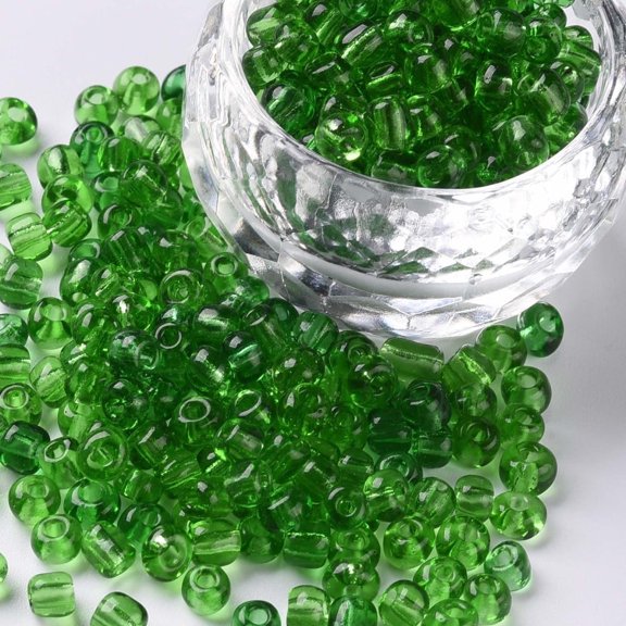 1Pound Glass Seed Beads Transparent Round Green 6/0 4mm Hole: 1.5mm 4500 beads/pound
