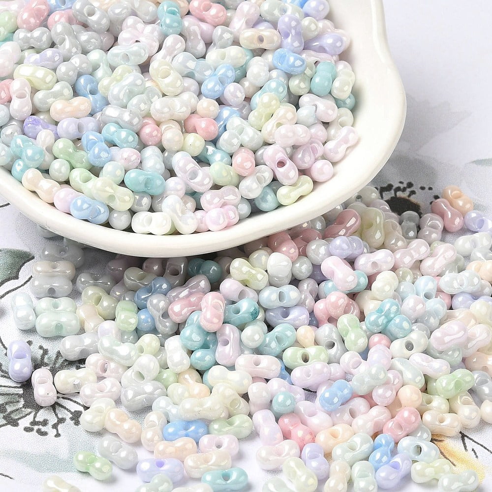 1Pound Opaque Colours Luster Glass Seed Beads Peanut Colorful 6x3.5x3mm Hole: 1mm about 7258pcs/pound
