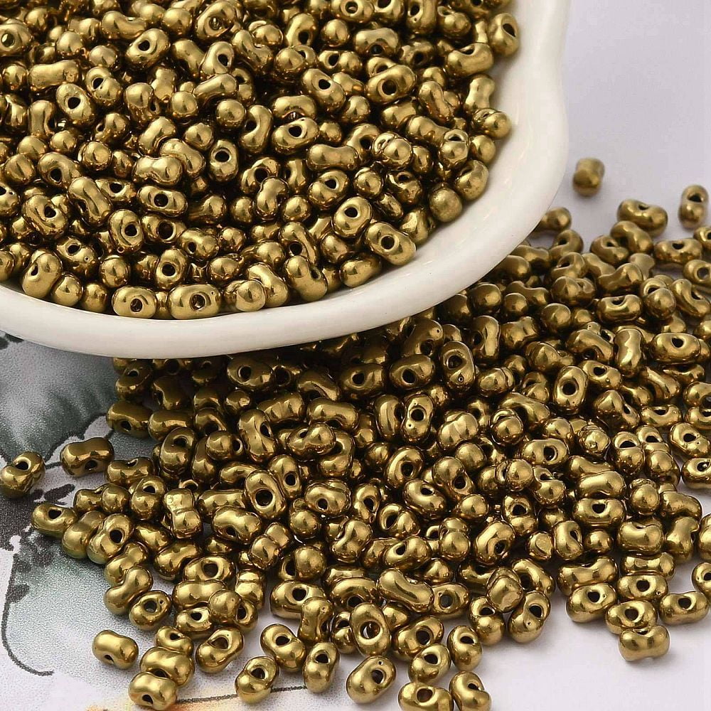 1Pound Opaque Glass Seed Beads Peanut Gold 3.5~4x2~2.5x2~2.3mm Hole: 0.8mm about 8000pcs/pound