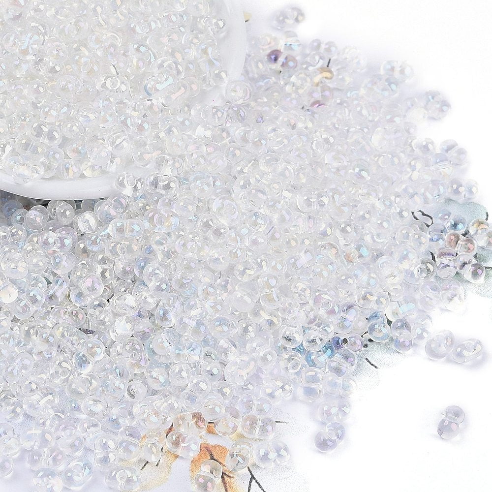 1Pound Transparent Colours Rainbow Glass Seed Beads Round Hole Peanut Clear AB 3.5x6x3.5mm Hole: 0.8mm 4500pcs/pound