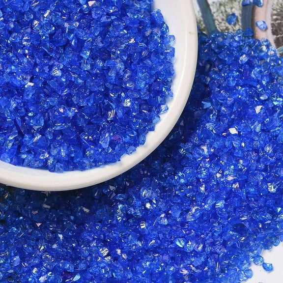 1Pound Transparent Electroplate Crushed Glass Craft AB Color Plated Irregular Glass Chips for Nail Arts DIY Vase Filler Blue 1.5~2x1.5~2mm