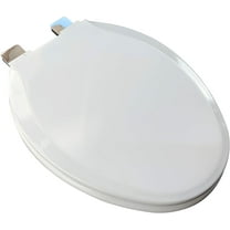 1Q1E7-00CH Premium Molded Wood Toilet Seat with Metal Slow Close Hinge, Elongated, White with Chrome