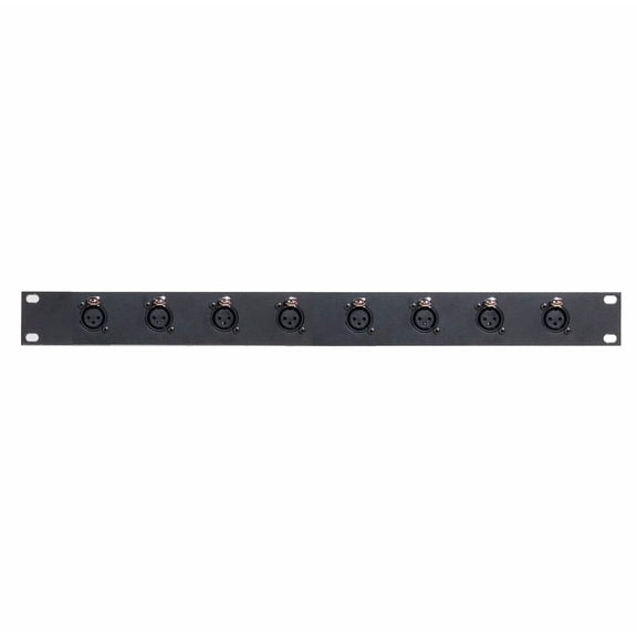1RU Rack Panel with 8 XLR Female Front / 2 Shielded RJ45 Rear