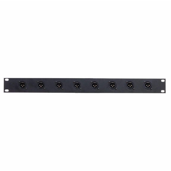 1RU Rack Panel with 8 XLR Male Front / 2 Shielded RJ45 Rear