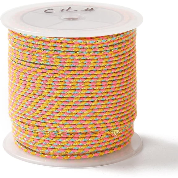 1Roll 1 Roll 21.8 Yards(20m) 1.5mm 4-Ply Polycotton Cord Bead Thread 4-Ply Polycotton Cord Handmade Macrame Cotton Rope with Gold Wire Stringing Materials for DIY Bracelets Necklace Jewelry Making