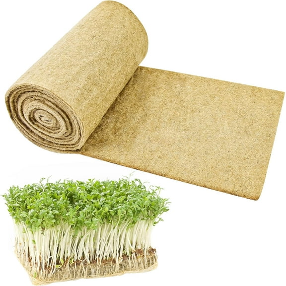1Roll 10" X 236" Microgreen Growing Mat Hemp Fiber Grow Mats Microgreens Growing Kit Jute Hydroponic Pads Indoor Organic Production for Microgreen Starter Tray Wheatgrass Sprouts