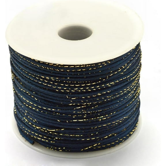 1Roll 100yards 1.5mm Beads String Cords Bead Thread Metallic Stain Beads String Cords Nylon Mouse Tail Cord Stringing Materials for DIY Bracelets Necklace Jewelry Making and Crafts Prussian Blue