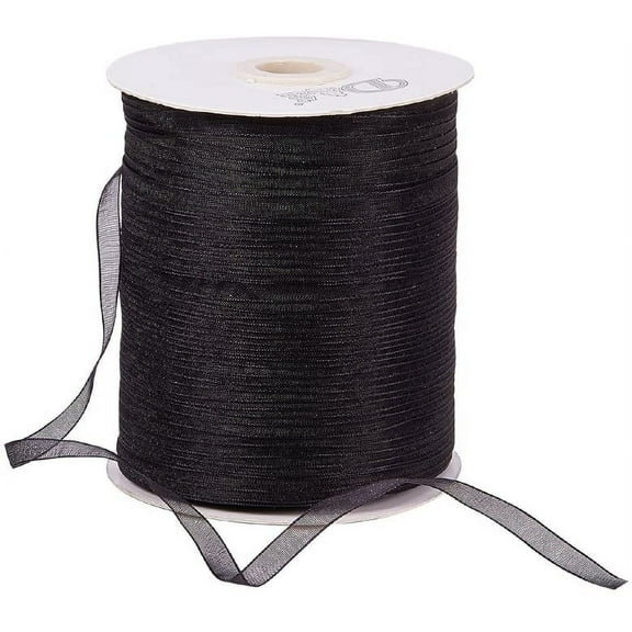 1Roll 1Roll 1/4" 500 Yards/Roll Sparkle Sheer Organza Ribbon for Festive Decoration DIY Crafts Arts & Garden Black