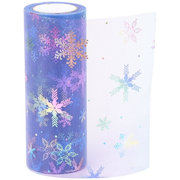 1Roll 1Roll Christmas Deco Mesh Ribbons Glitter Tulle Fabric Home Party Snowflake Pattern Lilac 5-7/8 inch(149mm) 10 yards/roll(9.14m/roll)