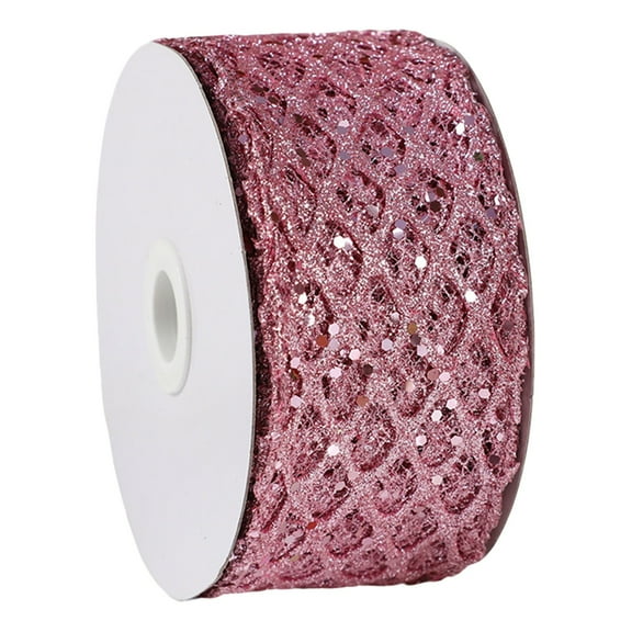 1Roll 2.5 Inch Glitter Diamond Mesh Wired Ribbon for Christmas Tree Gift Wrapping Crafts Bows Wreaths Garland Tree Topper Holiday Decor 10 Yards