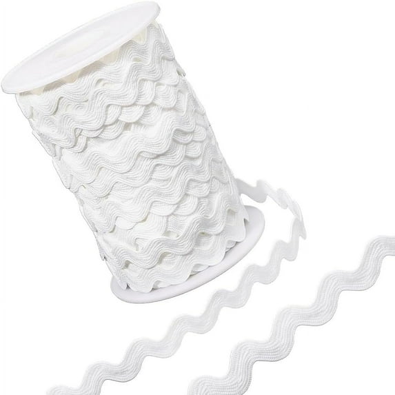 1Roll 25Yds RIC Rac Trim Ribbon White Wave Sewing Bending Fringe Trim 1/4Inch Wide Braids Cords Embellishments