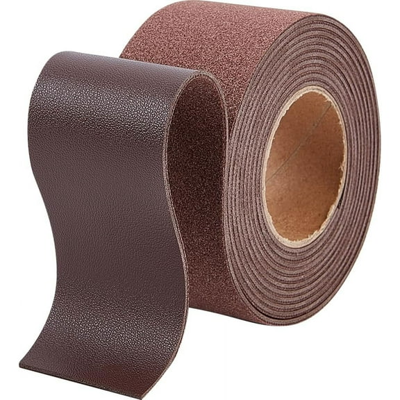 1Roll 2m x 37.5mm Flat Leather Cord Litchi Grain Leather Strips 1.7mm Thick Imitation Leather Strap Threads Rope for DIY Crafts Belt Furniture Handles Bracelets Jewelry Making Coconut Brown