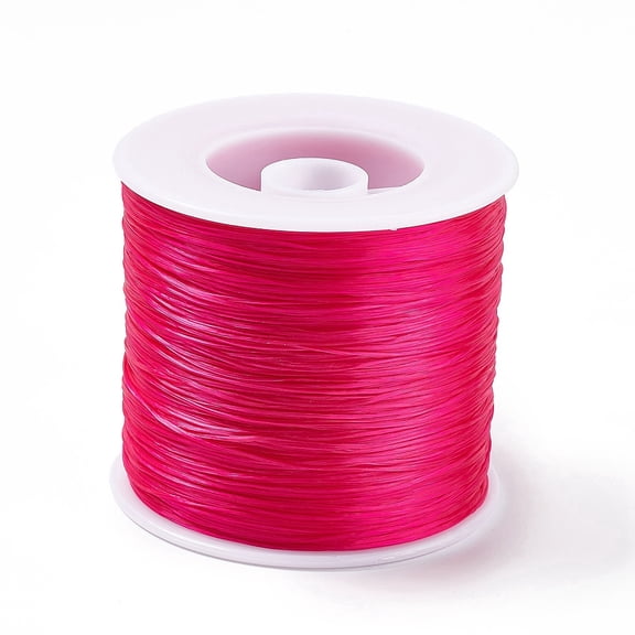 1Roll 400M Flat Elastic Crystal String Elastic Beading Thread for Stretch Bracelet Making Deep Pink 0.2mm 1mm wide about 446.81 Yards(400m)/Roll