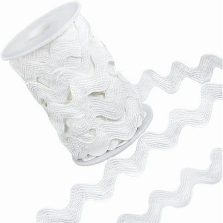 1Roll 5/8 inch White RIC Rac Trim Ribbon 10Yards Rick Rack Wave Sewing Bending Fringe Trim Woven Fabric